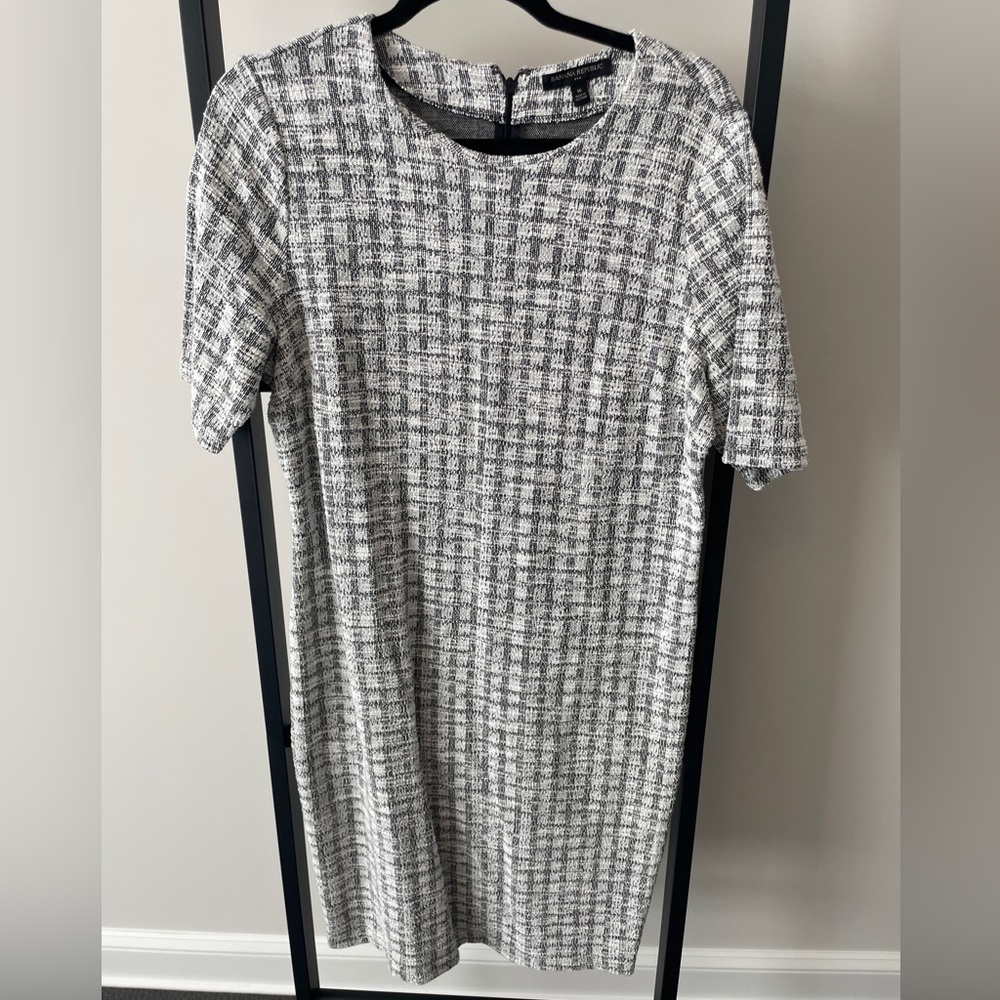 Banana Republic Monochrome Checkered Long Sleeve Dress